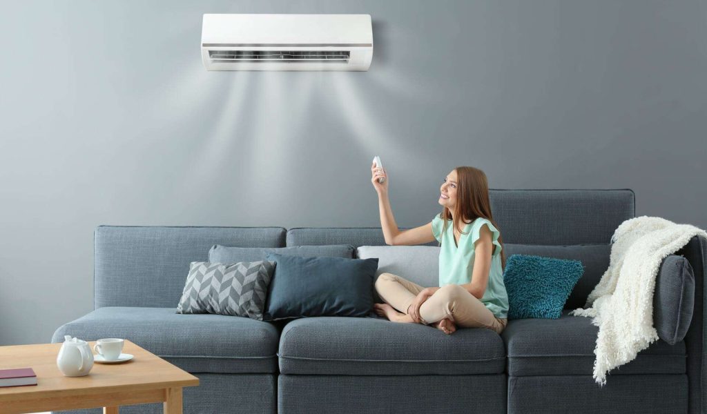 Ductless mini split cooling a living room
