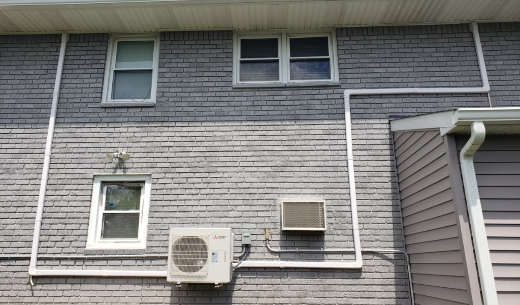 Ductless mini split heat pump installed in an Ellicott City home